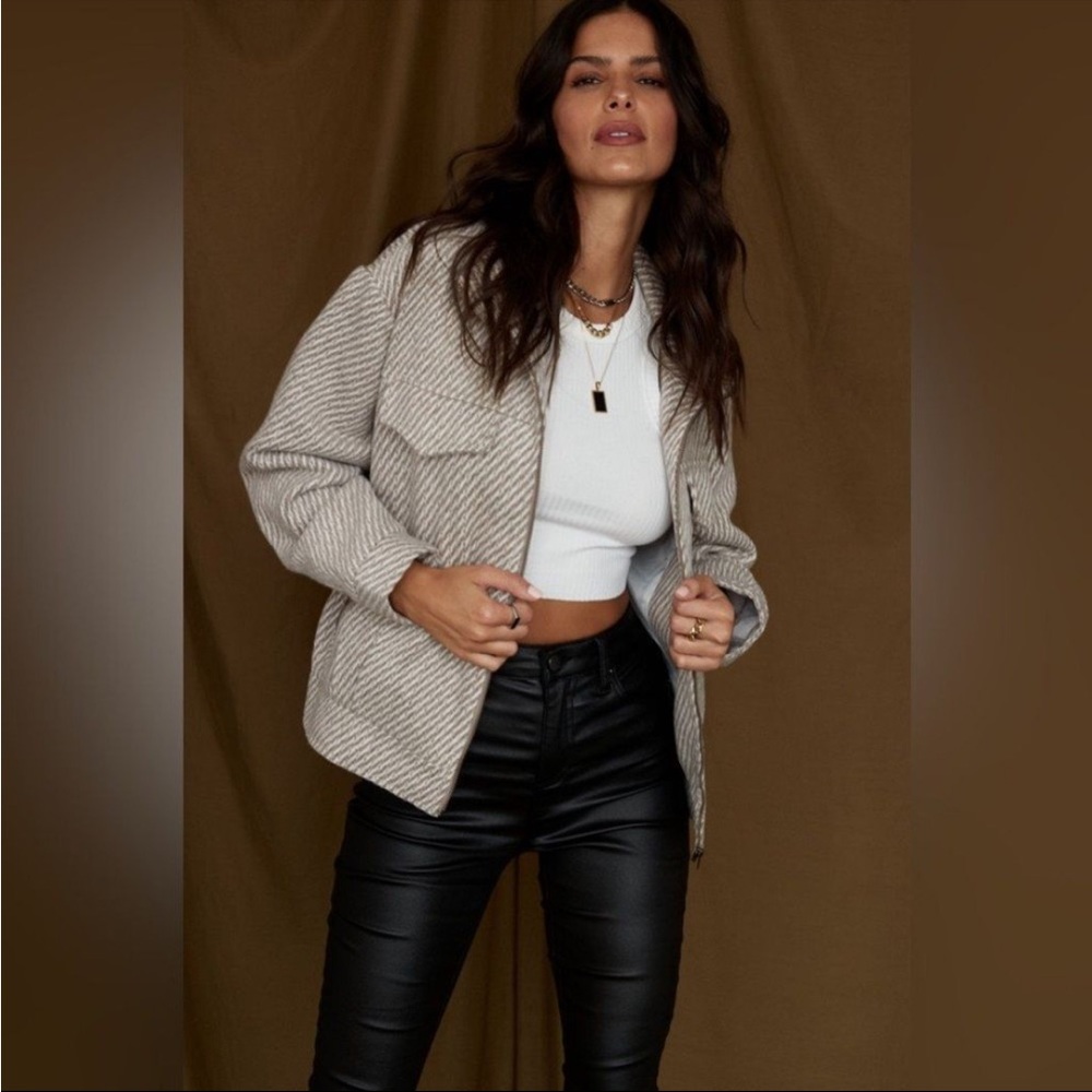 12th Tribe Marina Taupe Wool Bomber Jacket (size M)